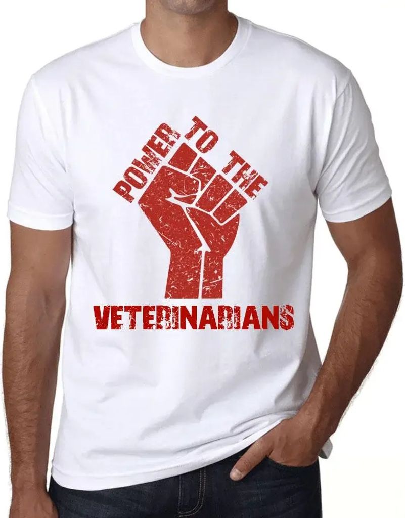 Herren Grafik T-Shirt Macht den Tierärzten – Power To The Veterinarians – Öko-Verantwortlich Vintage Jahrgang Kurzarm Lustige Druck Geburtstag
