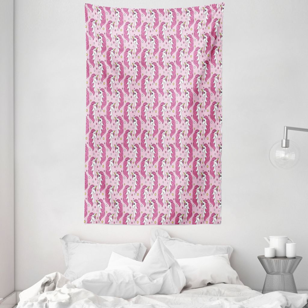 ABAKUHAUS Unicorn-Party Wandteppich und Tagesdecke, Girly Tiere aus Weiches Mikrofaser Stoff Waschbar ohne Verblassen Digitaldruck, 140 x 230 cm, R...