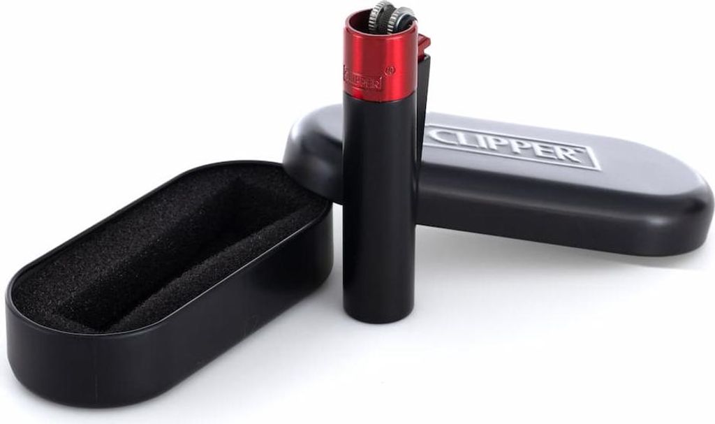 Clipper Metall Feuerzeug: Lava V1 (Schwarz Rot) Produktbild 