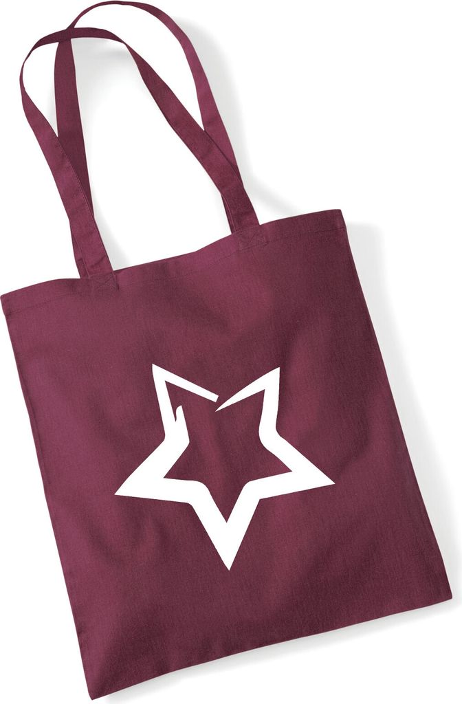 Huuraa Jutebeutel Stern Star 10 Liter Burgundy Baumwolle Tasche Geschenkidee