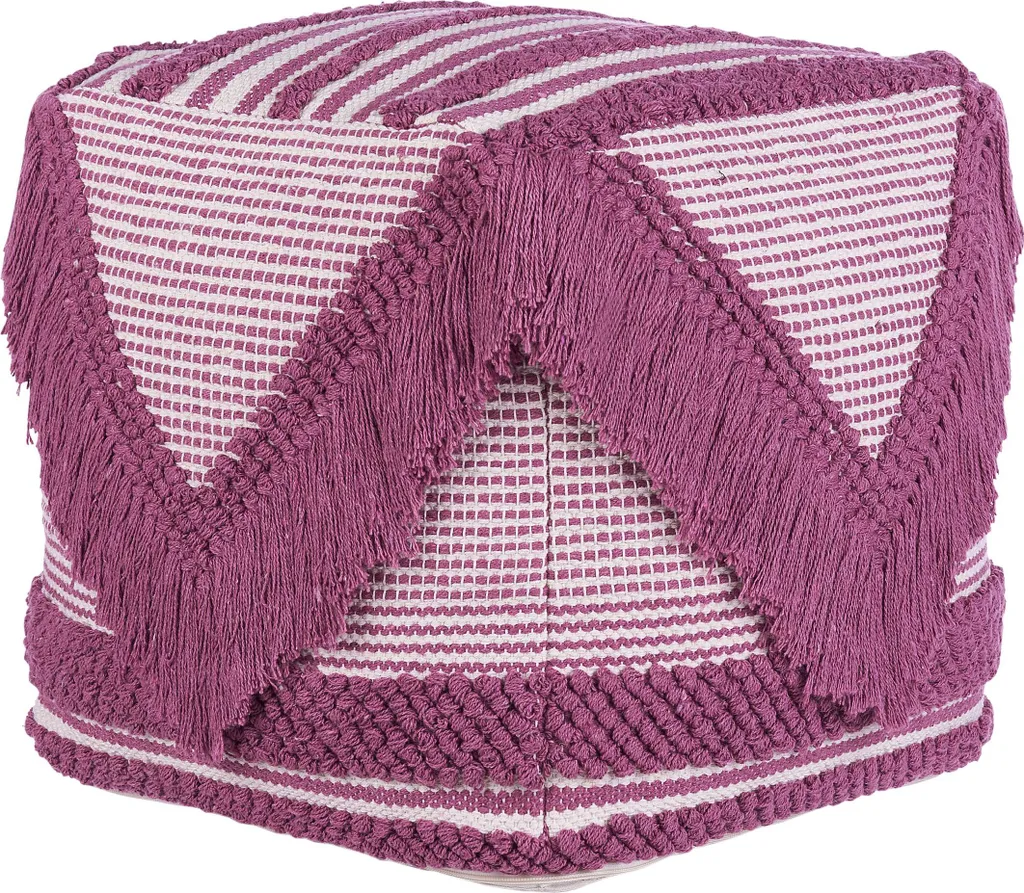 Pouf en tissu rose BELIANI repose-pieds design bohème pour salon