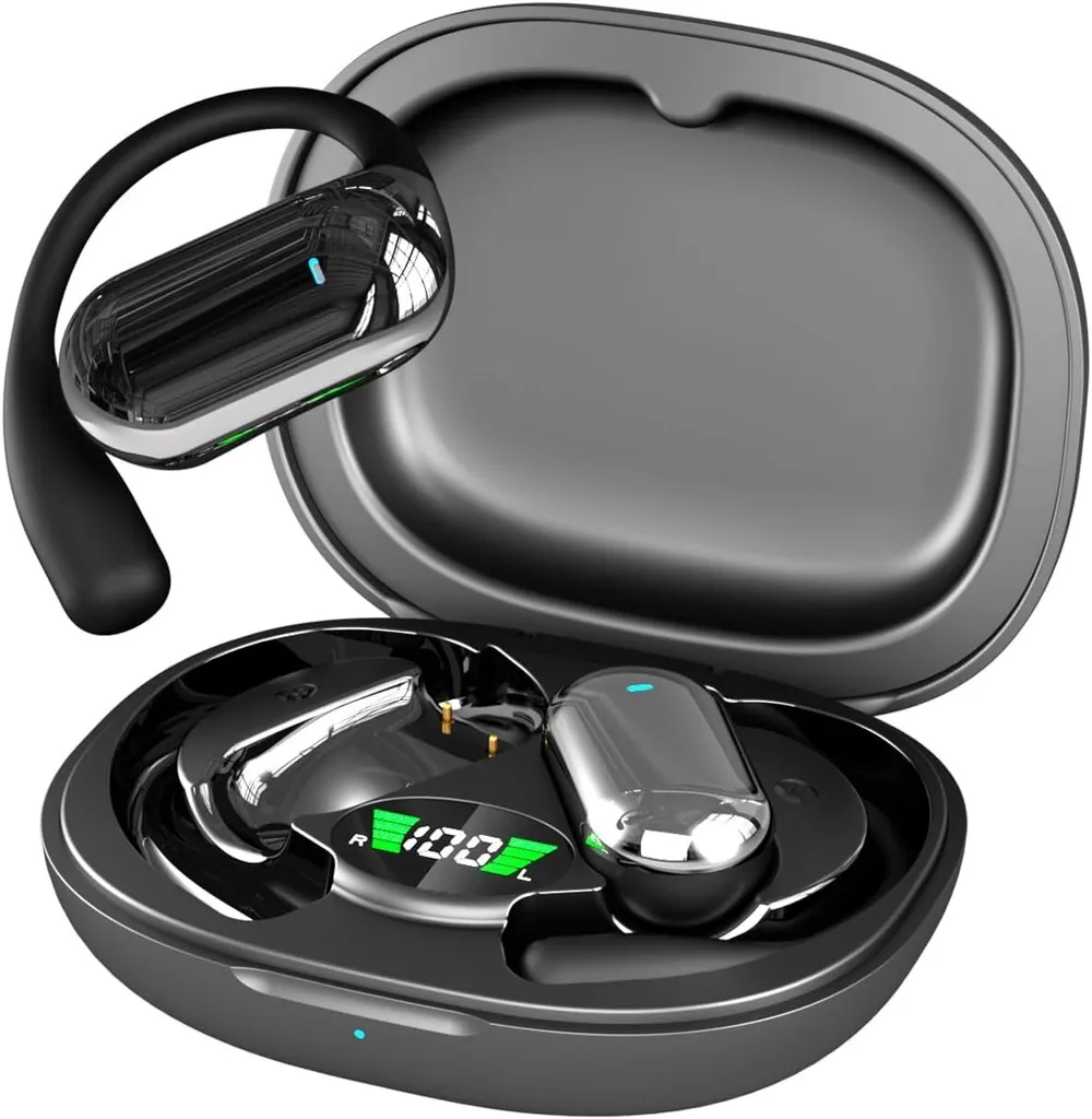 Cuffie Conduzione Ossea Bluetooth 5.4 Sport Earhook per Corsa e Ciclisti