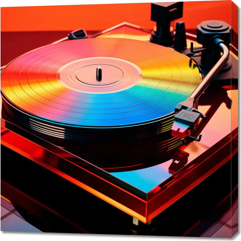 Tableau Image Retro Vinyl Vibration 90x90 cm - Déco Murale Vintage Carrée