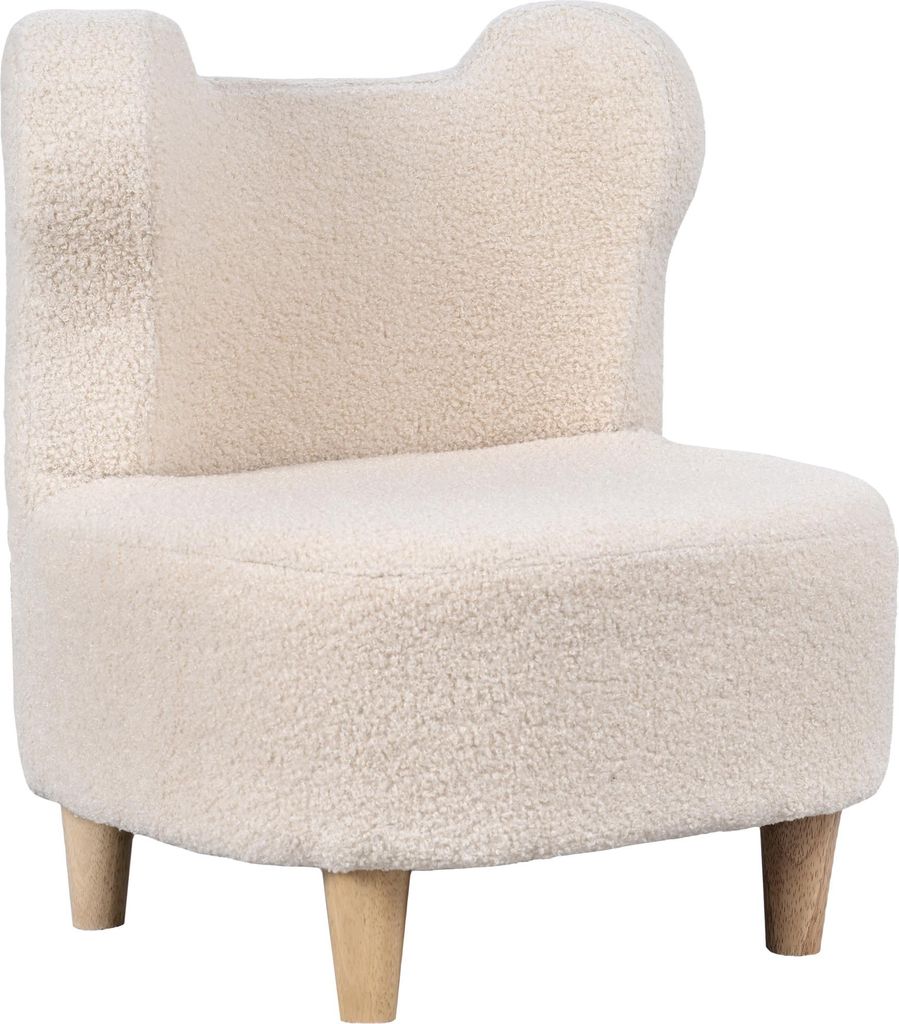 AIYAPLAY Kindersessel, Kindersofa mit Teddyfleece-Optik, Bärenform Kinderstuhl mit Holzbeine für Kinderzimmer, Spielzimmer, Beige