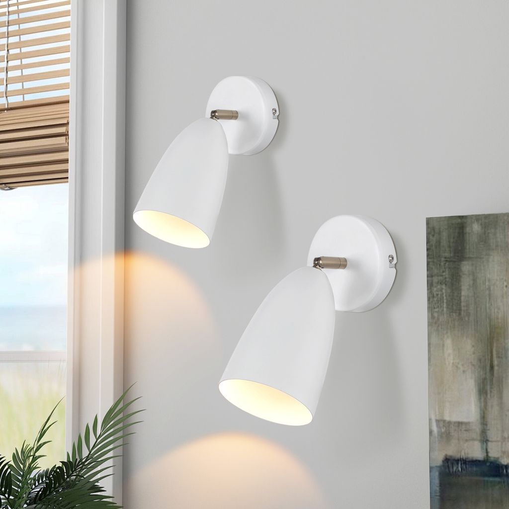 ZMH Wandleuchte Innen Wandlampe GU10 2er Schlafzimmerlampe Modern Weiß Flur Wandstrahler Schwenkbar Metall Küchenlampe Ohne Leuchtmittel