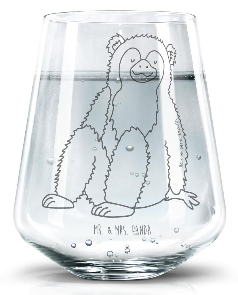 Mr. & Mrs. Panda Glas Affe - Transparent - Geschenk, Tumbler, Dekoglas, Motivation, Affen, Liebe, Selbstbewusstsein, Afrika, Respekt, Trinkglas, Wa...