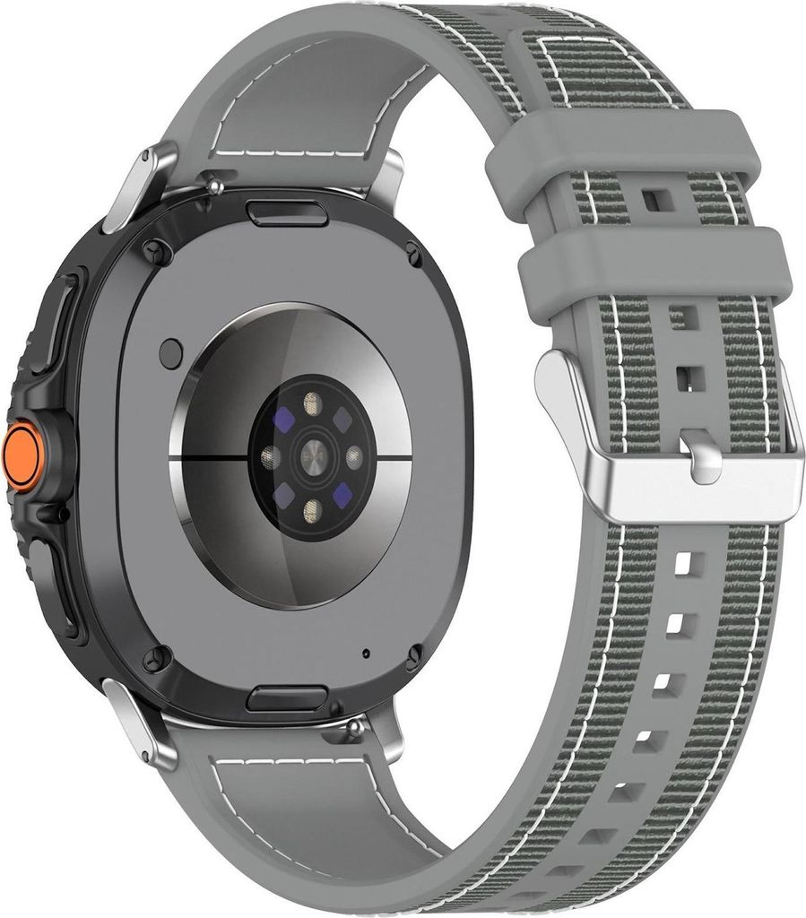 Für Samsung Galaxy Watch 8 / 8 Classic xDfind Hybrid Nylon Geflochtenes Silikon Armband Grau