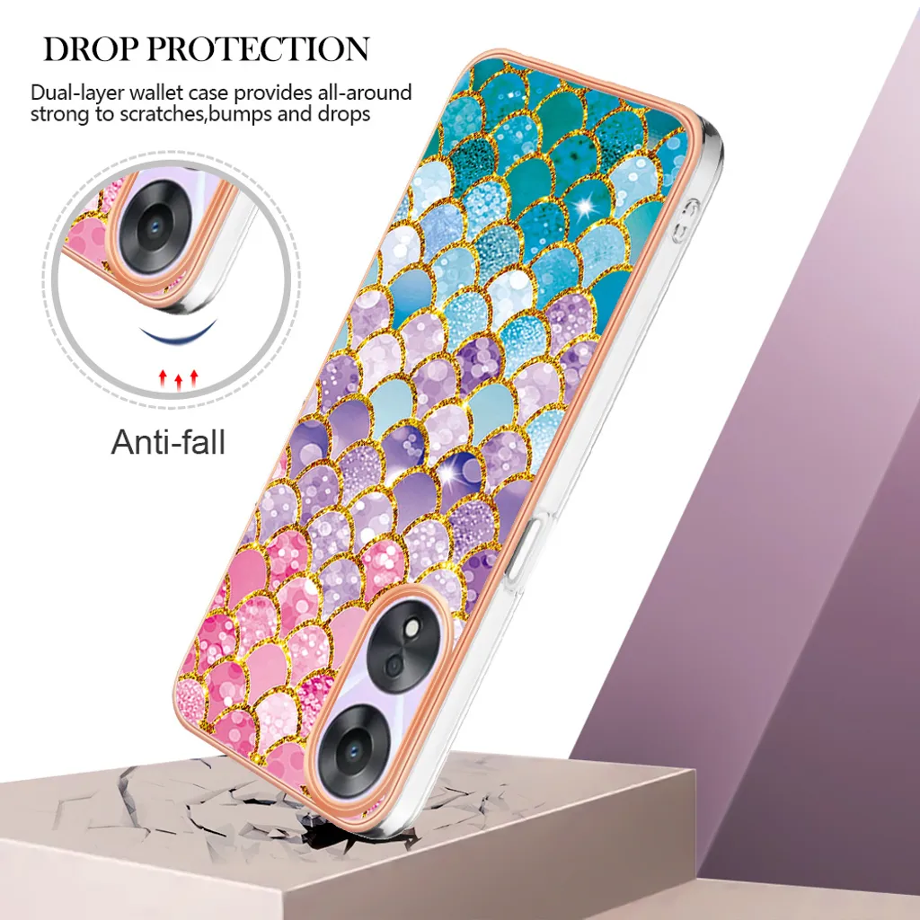 COMAKU Cover Per Oppo A78 5G Con Vetro Temperato E Silicone TPU - Design Sfumato Colorato - Ricarica Wireless Compatibile - Colore 7