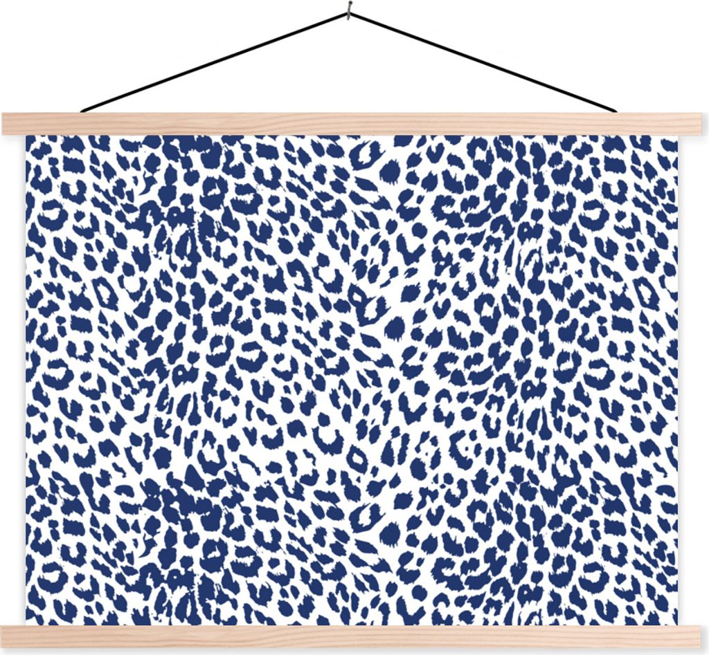 MuchoWow Textilposter Tiermuster - Blau - Panther 120x90 cm mit holzfarbenen Rahmen - Magnetisch