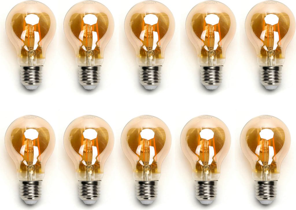 10x 6w E27 Edison LED Vintage Filament Glühbirne Birne Leuchtmittel Retro Nostalgie Beleuchtung A60 2200K Warmweiß