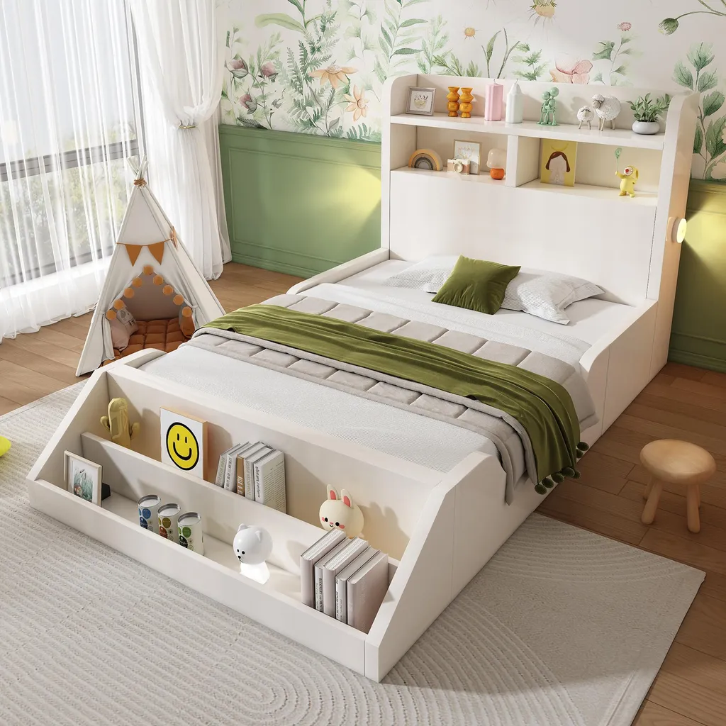 Lit 90x200 cm Blanc : Rangez Tout et Dormez Bien avec la LED Intégrée