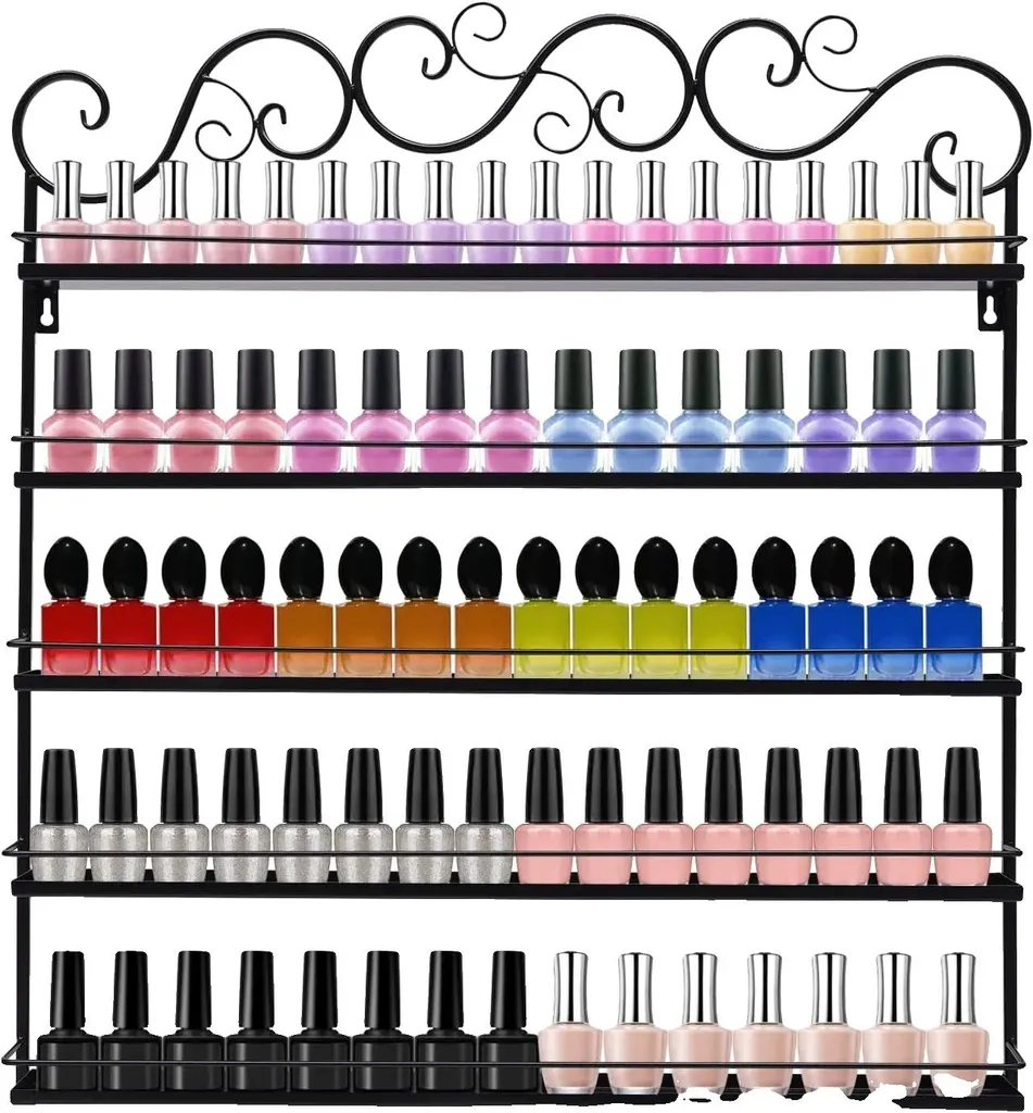 Présentoir mural pour vernis à ongles 5 tablettes en métal robuste