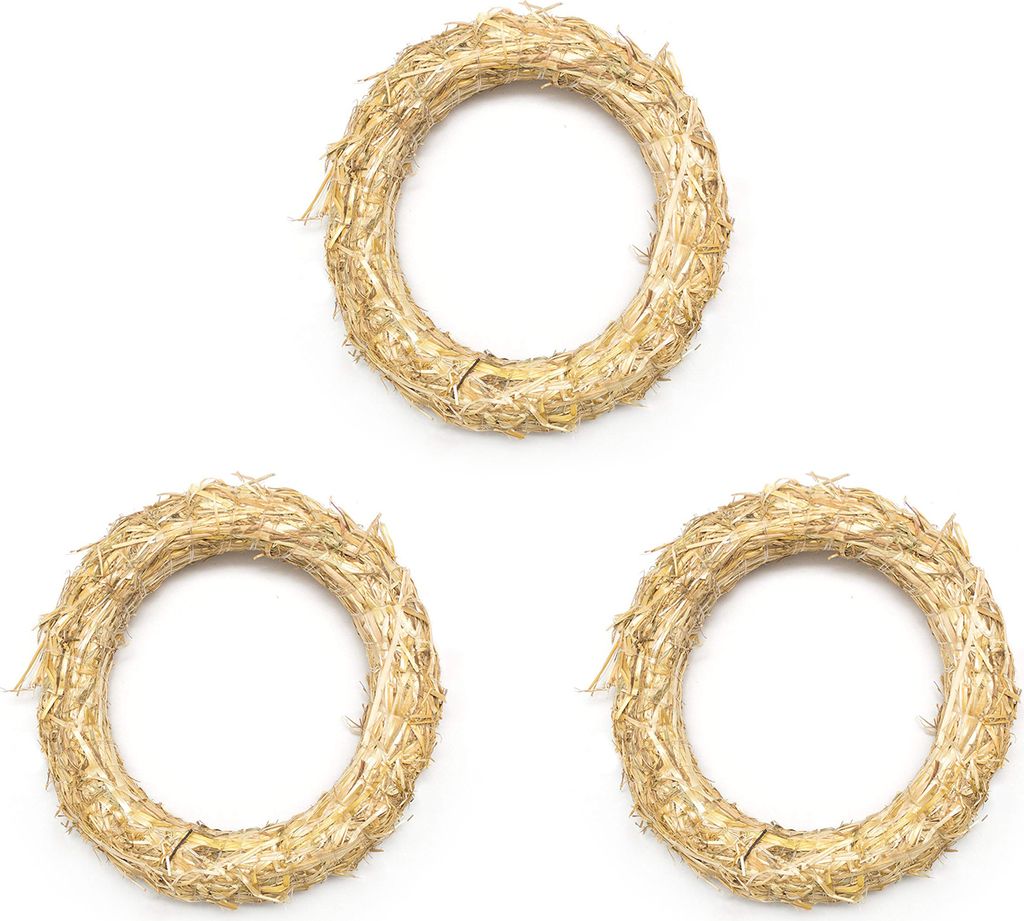 3x DekoPrinz Natur Strohkranz Ø 25cm / 4cm Strohrömer Rohling Adventskranz Türkranz Kranz Strohring