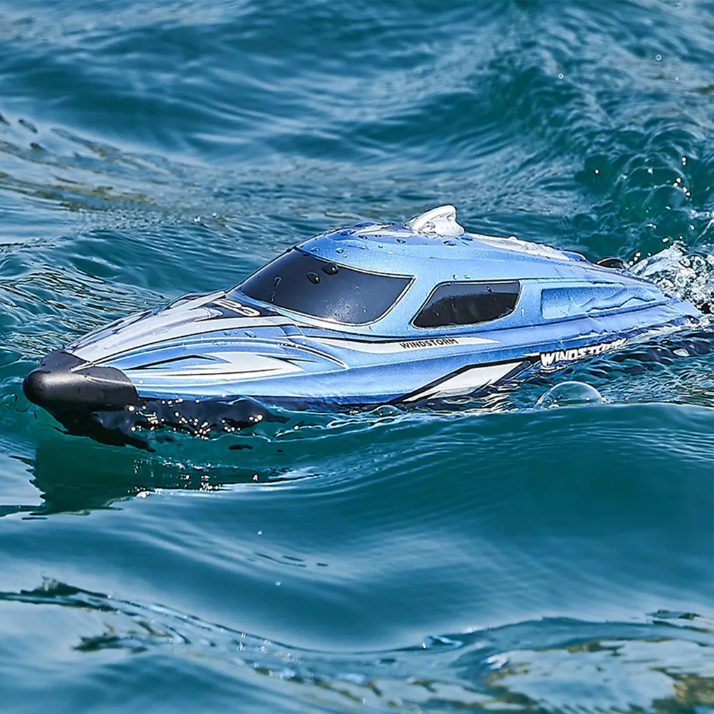 Bateau télécommandé rapide à LED avec alarme de batterie