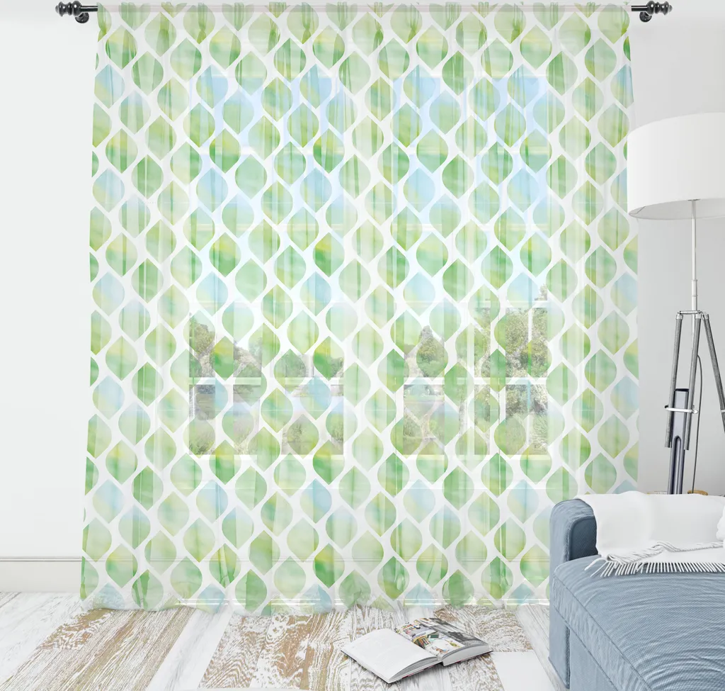 Decorazione Parete Acquerello ABAKUHAUS - Raso Setoso Blu Verde