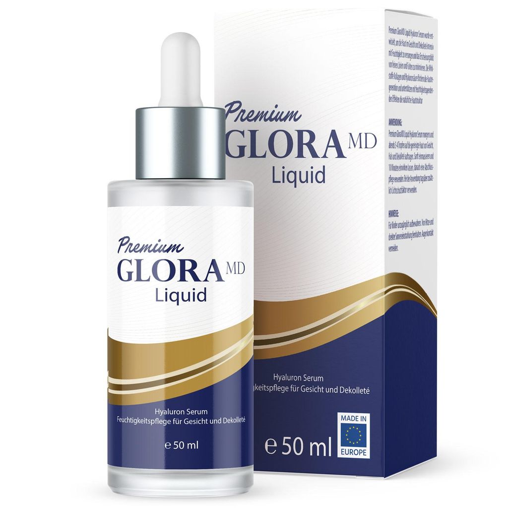 Premium GloraMD Liquid | Hyaluron Serum für Gesicht & Dekolleté | Mit Kollagen & Aloe Vera | Inhalt 50 ml