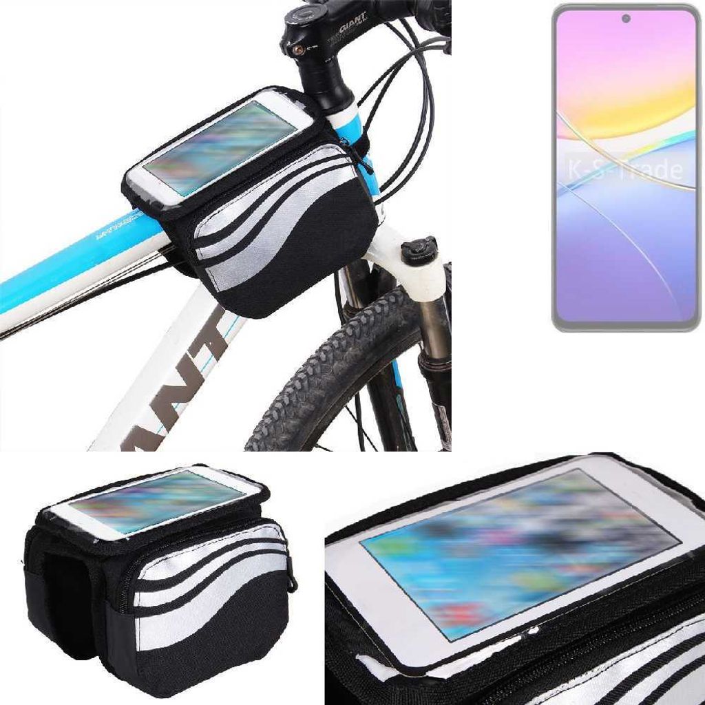 K-S-Trade Rahmentasche Fahrrad-Halterung kompatibel mit Vivo Y37 5G Rahmenhalterung Fahrrad Handyhalterung Fahrradtasche Handy Smartphone Halterung
