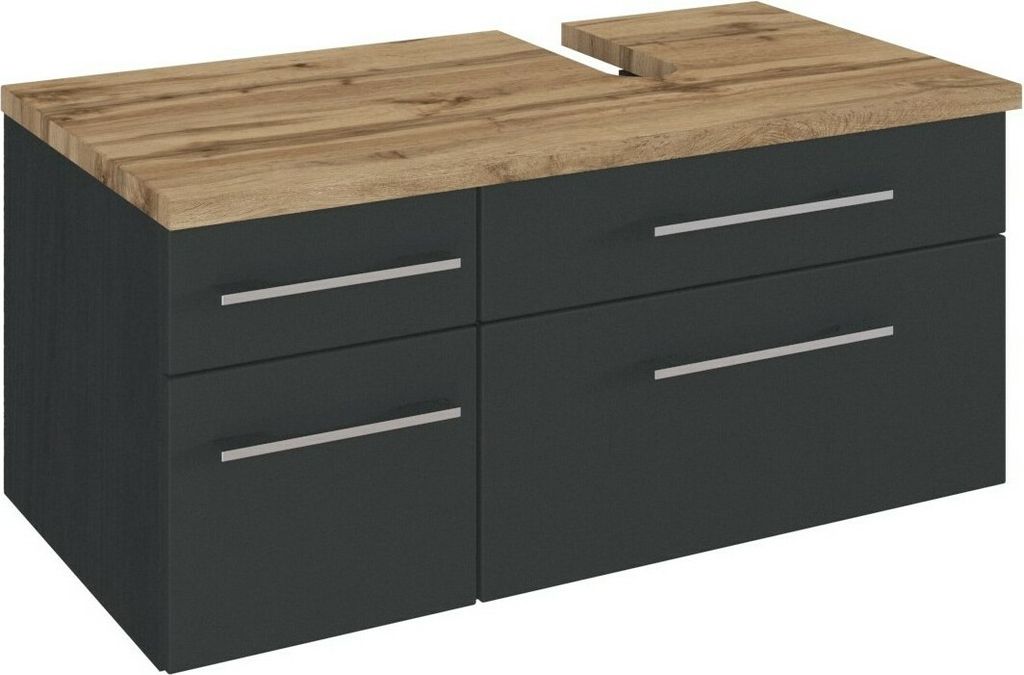 Held Möbel Unterbeckenschrank Davos 90 cm (rechts) graphit/matt grau