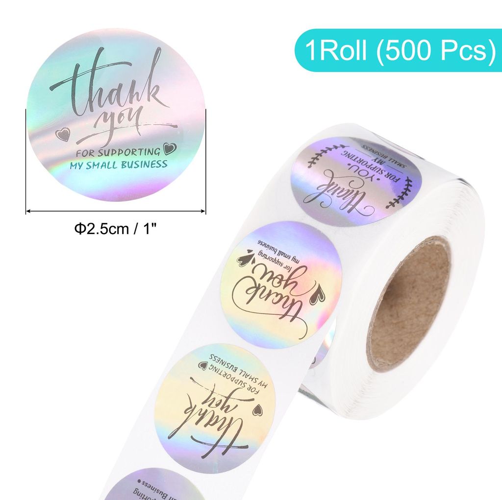 500 Stš¹ck Dankesch?n-Aufkleber, 2,5 cm, holografische ?Danke fš¹r die Unterstš¹tzung meines Kleinunternehmens¡°-Aufkleberrolle zum Verpack...