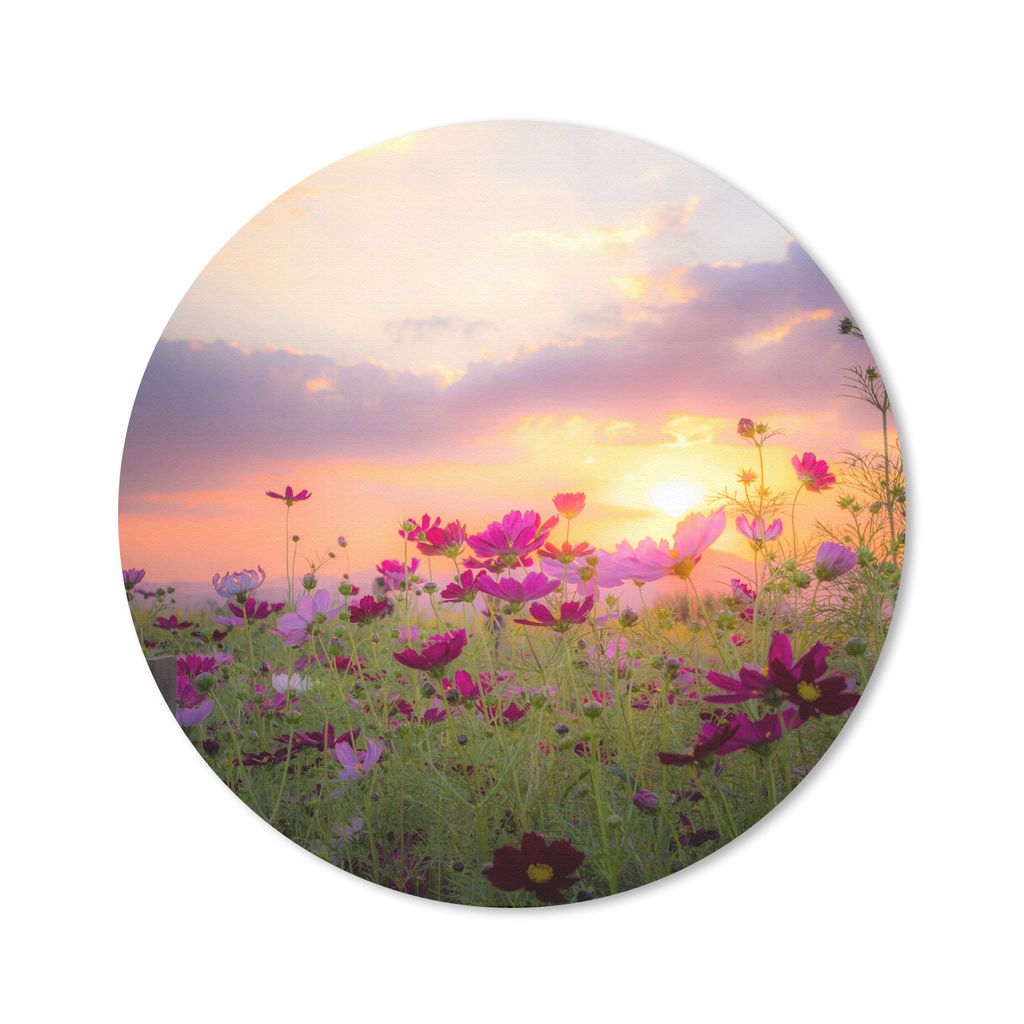 MuchoWow Mauspad Mousepad Sonnenuntergang - Blumen - Rosa - Natur - Grün 40x40 cm - Mousepads - Maus Mat - Pad - Mausunterlage - Schreibtisch Ac...