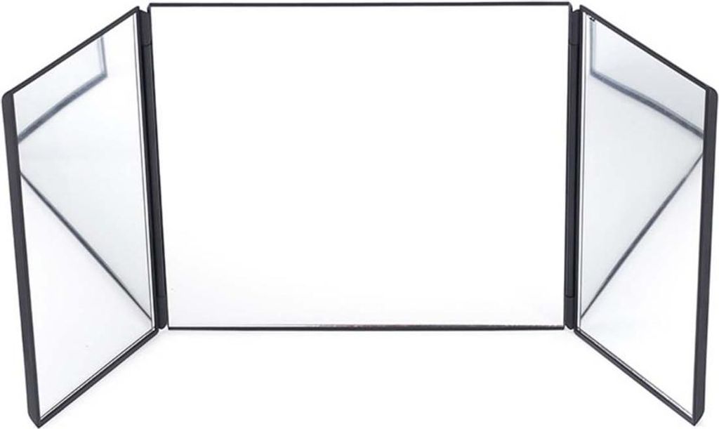 INF Schwarzer Tri-Fold Auto Sonnenblende Make-up Spiegel - Ohne Licht