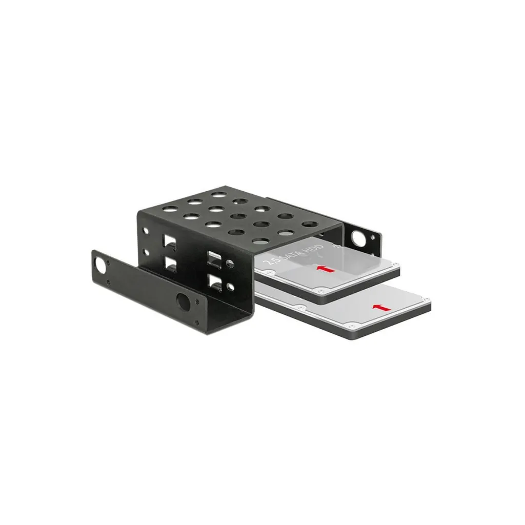 Supporto Delock Metallo Nero per 2 SSD 2.5 in 5.25 | Robusto e Semplice - 6