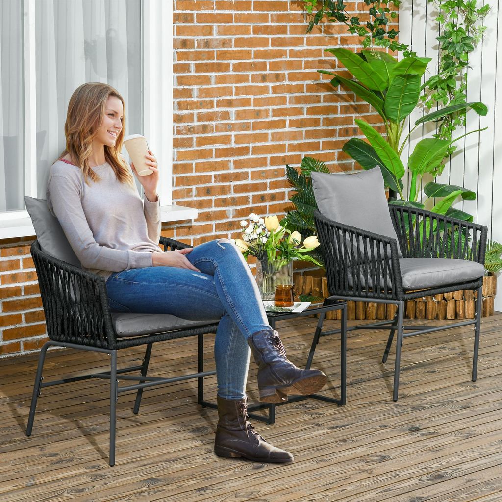 SUGIFT Gartenstuhl 2er Set Boho, Balkonstuhl mit Kissen, Produktbild 