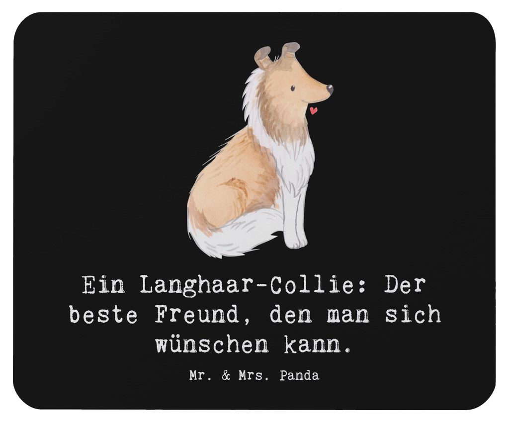 Mr. & Mrs. Panda Mousepad Langhaar Collie Freund - Schwarz - Geschenk, charmantes Auftreten, pc, Hunderasse, bester, Hund, intelligenter, Mauspad, ...