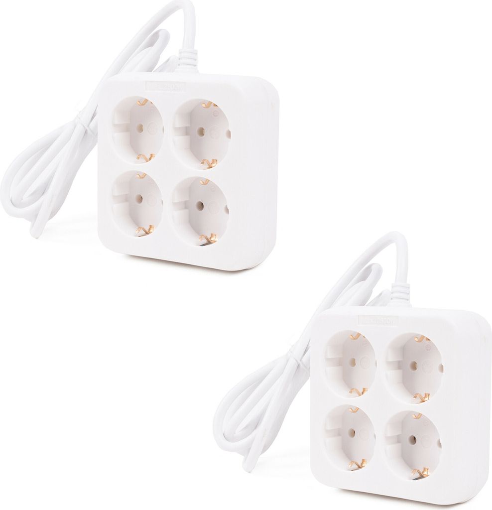 2x Steckerleiste Steckdosenleiste 4-fach Rund Viereck Quadrat Tischsteckdose Mehrfachsteckdose Mehrfachstecker Steckdose