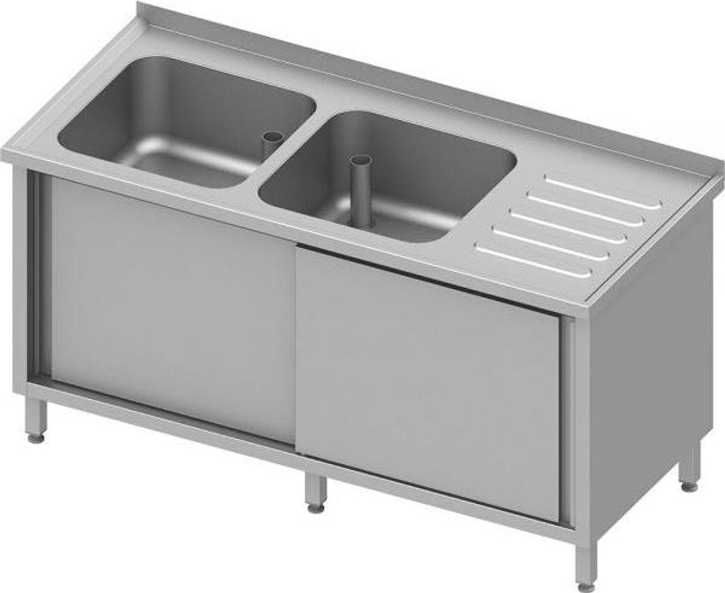 Spülschrank mit Schiebetüren, 1600x600x850 mm, mit zwei Produktbild 