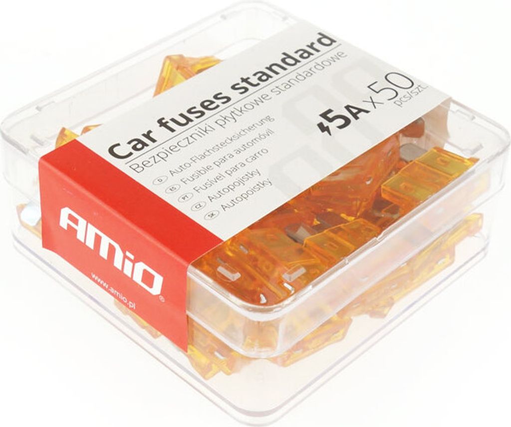 Standardsicherungen Set 5A 50 Stk. für Fahrzeuge AMIO-02226