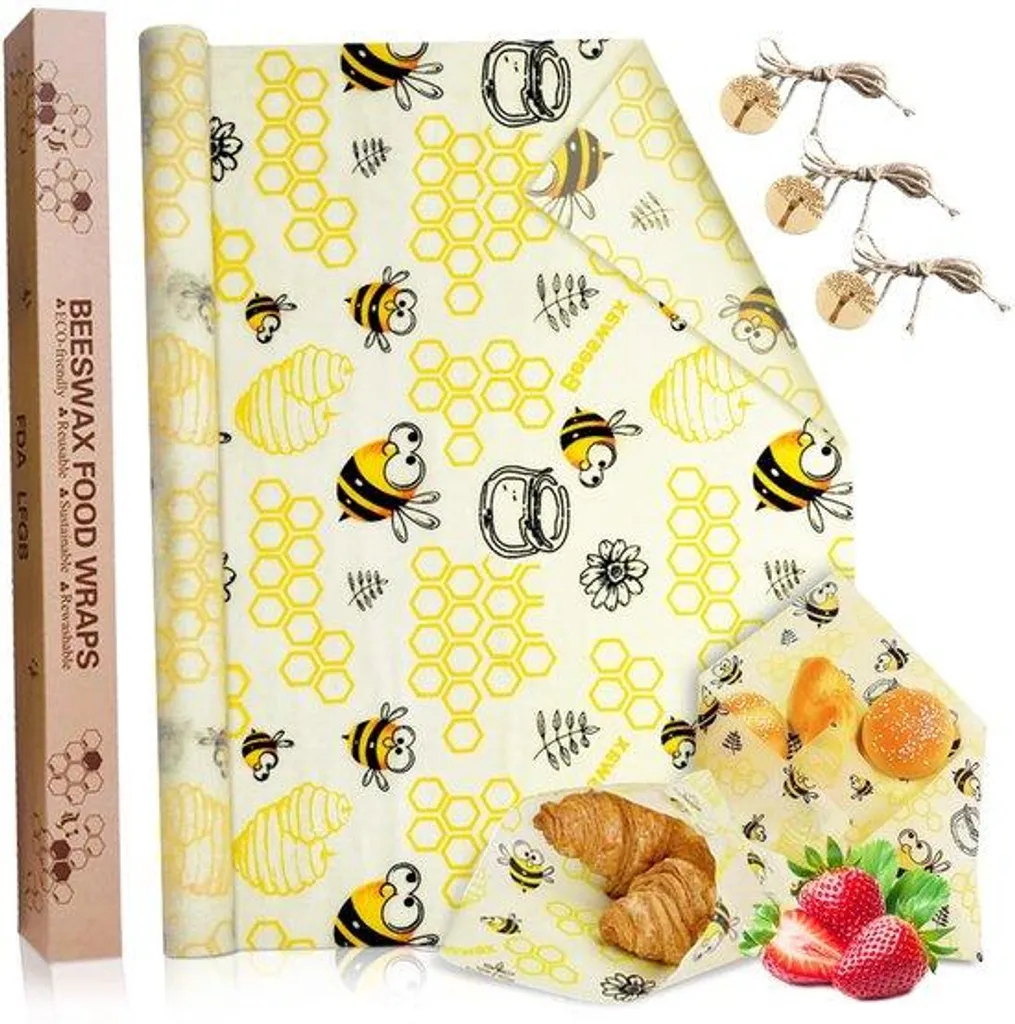 Serviettes en cire d'abeille durables pour emballage de sandwich et fruits