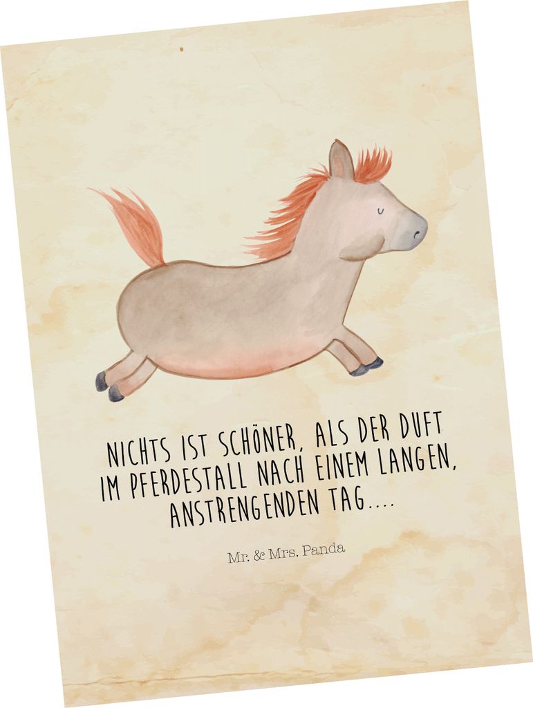 Mr. & Mrs. Panda Grußkarte Pferd Springen - Vintage - Geschenk, bildkarte, Ansichtskarte, Bauernhof, Ansichtskarten, Reiten, Stall, Pony, Postkart...