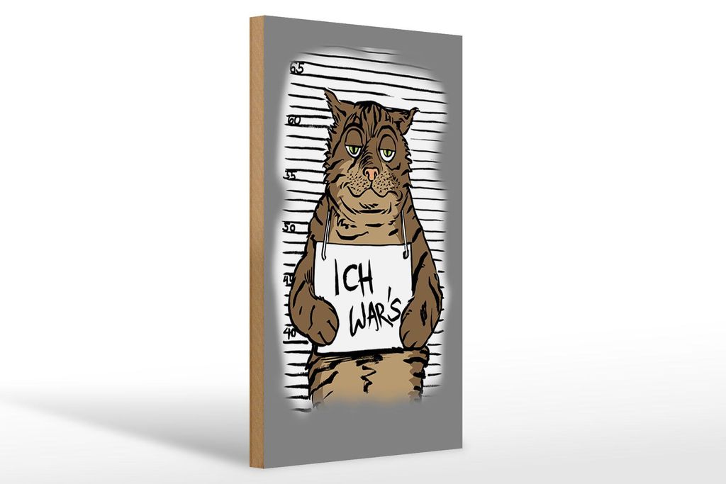Holzschild Katze 20x30cm Ich war's Mugshot Polizeifoto