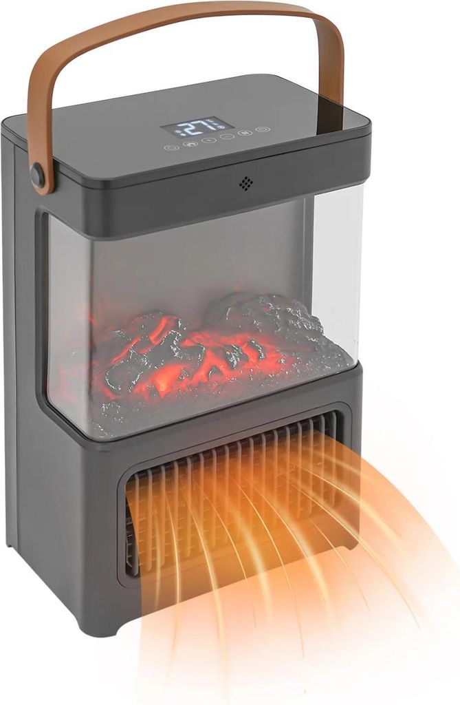 Elektrokamin - Tragbarer Kaminheizer - Leistung 1500 W - 3 Heizstufen - 3D Flammeneffekt - Fernbedienung - Leise 45 dB - PTC-Keramikheizung - Schwarz