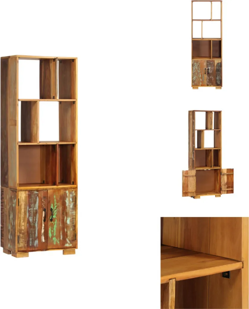 Meuble de Rangement Haut pour Salon en Bois Massif 60 cm Style Vintage