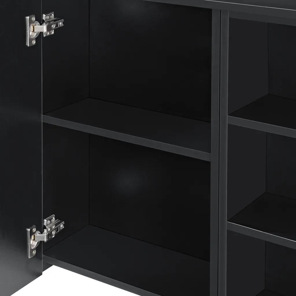 Armadietto Portamedicinali A Muro Con Specchio E 3 Ripiani - 55,9 X 40,6 Cm, Colore Nero, Lega Di Alluminio - Per Bagno, Cucina, Sopra WC - Salvaspazio Con Cerniere Soft-close