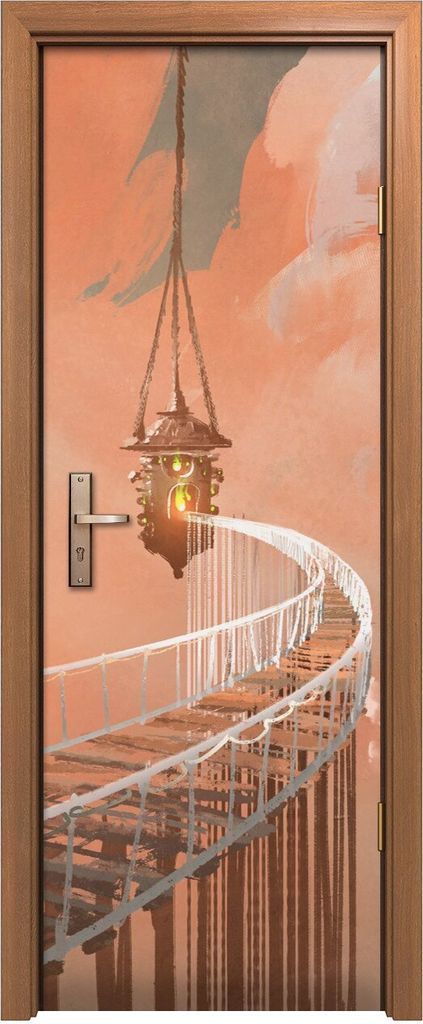 Türposter 70x200 cm Türaufkleber Türtapete Türfolie Klebefolie Seilbrücke zur Hängelaterne