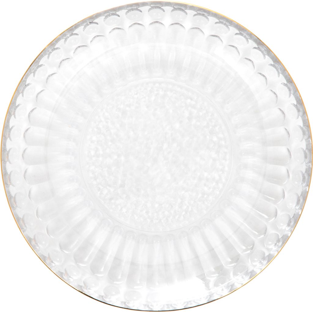 HOMLA BARREL gestreifter Glasteller mit Goldrand 15 cm