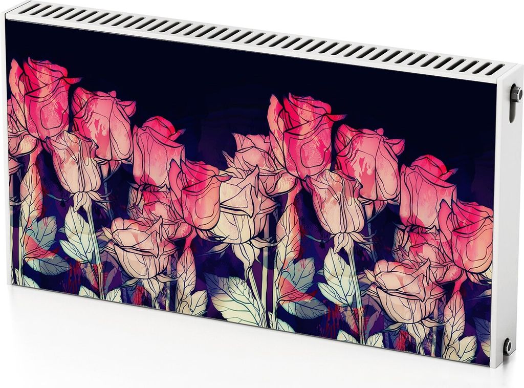 Lebende Rosen – Magnetische Heizkörperabdeckung – 110x60 cm – Magnet Heizkörperabdeckung – 3D Würfel – Heizkörperverkleidung – Magn...