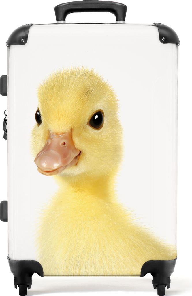 NoBoringSuitcases.com Großer Koffer - Ducky - Schnabel - Gelb - Kinder - Kombinationsschloss TSA - Hartschalen Trolley 4 Rollen - 72 liter - Rei...