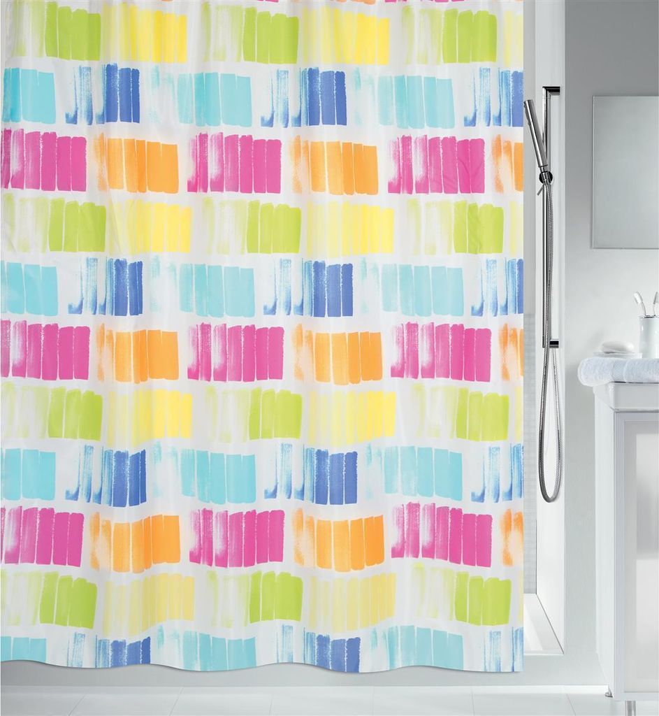 Spirella Anti-Schimmel Duschvorhang - Anti-Bakteriell, waschbar, wasserdicht - Polyester, "Pittore" 180x200 cm multicolor