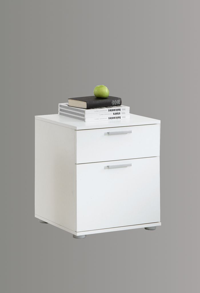 FMD Möbel JACK 3 Nachtkonsole mit 2 Schubkästen - weiß - Maße: 45 cm x 53 cm x 38 cm; 616-003