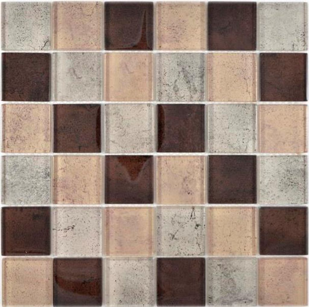 Transparentes Crystal Glasmosaik beige Wand Fliesenspiegel Küche Dusche Bad MOS88-1212_f | 10 Mosaikmatten