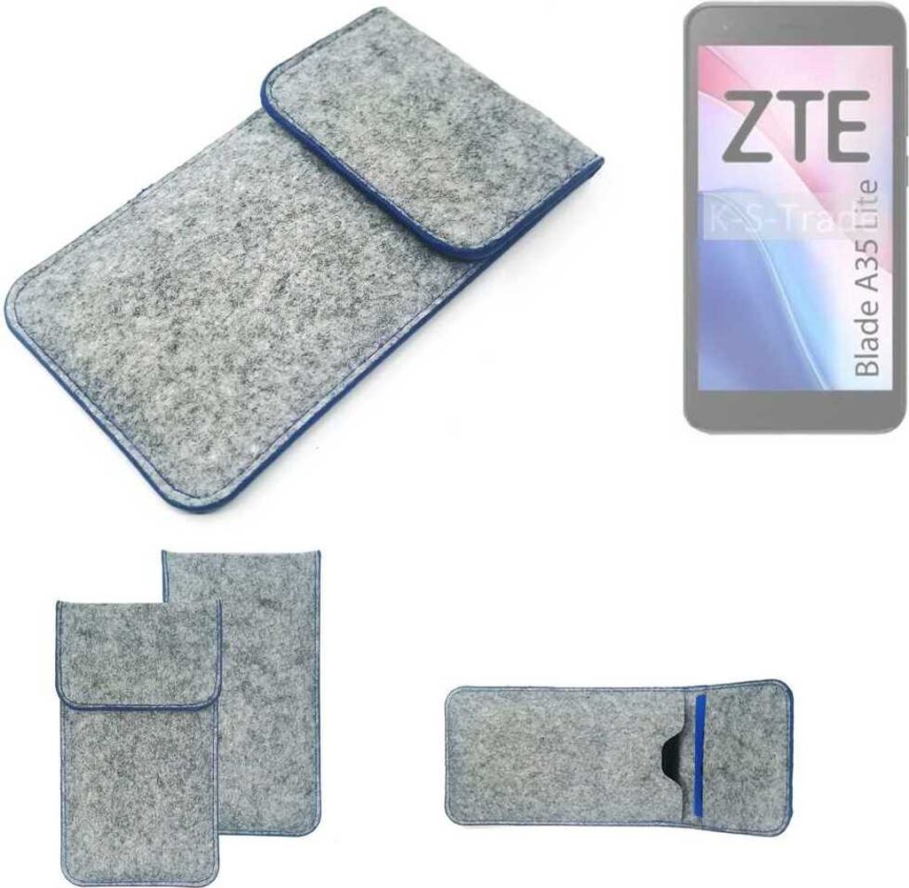 K-S-Trade Handy Schutz Hülle kompatibel mit ZTE Blade A35 Lite Schutzhülle Handyhülle Filztasche Pouch Tasche Case Sleeve Filz Hülle hellgrau,