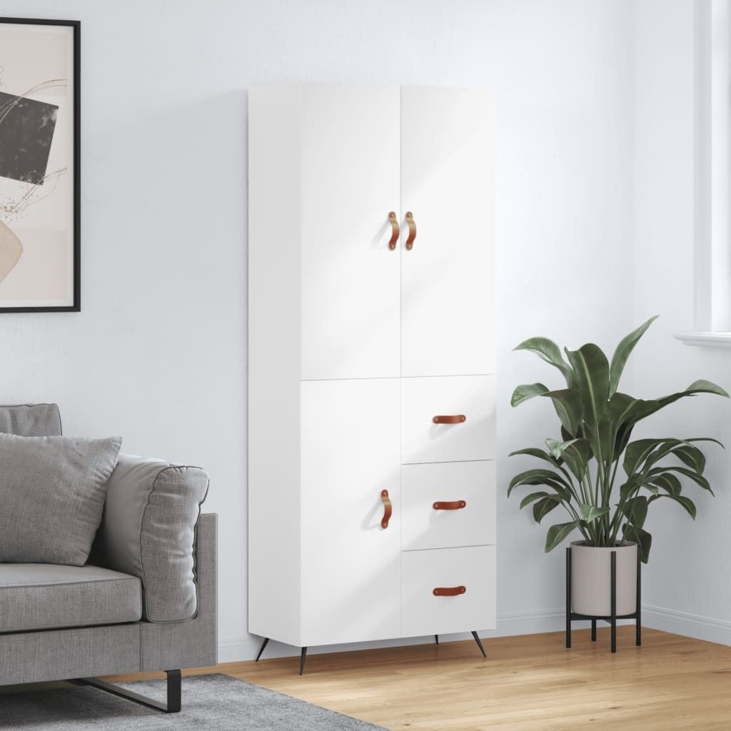 (Robust Möbel)Highboard - Schubladenkommode/Sideboard - elegantes Design - Flur, Wohnzimmer - Weiß 69,5x34x180cm Holzwerkstoff Promotion40442...