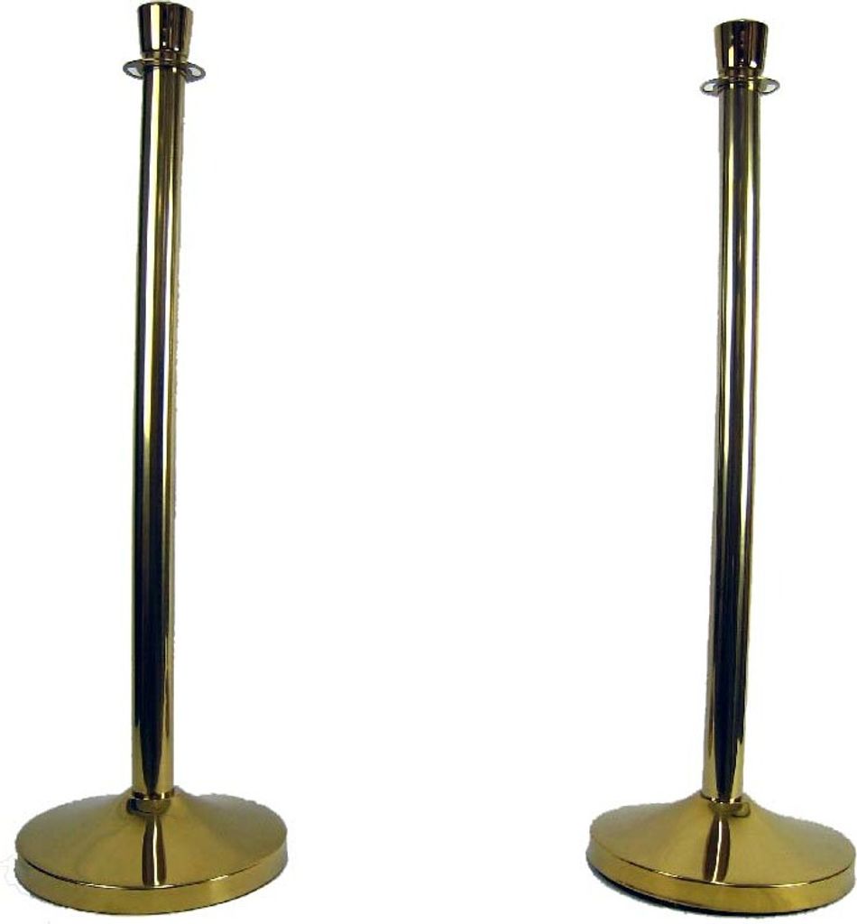 Absperrpfosten Absperrständer Personenleitsystem Gold D320mm - D51x1000mm 2x