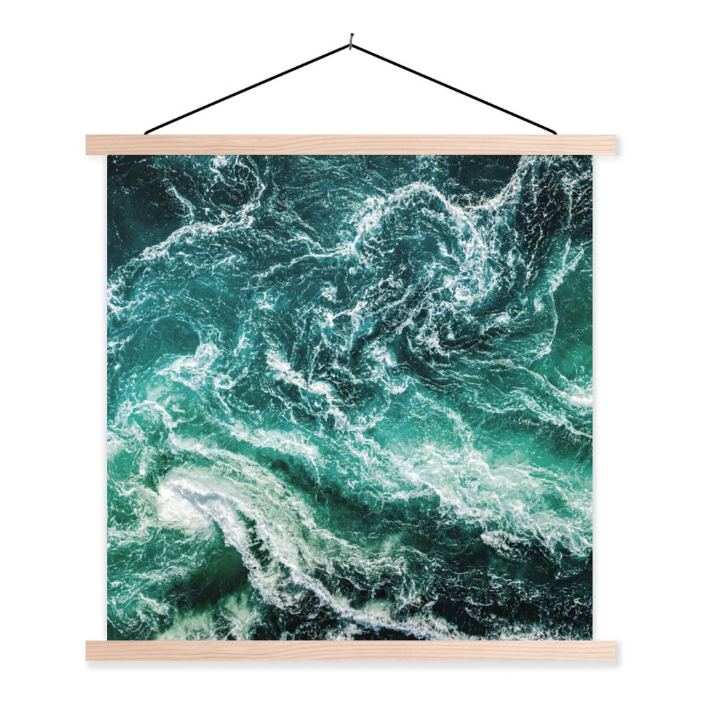 MuchoWow Textilposter Ozean - Wasser - Meer - Luxus - Grün - Türkis 40x40 cm mit holzfarbenen Rahmen - Posterleiste