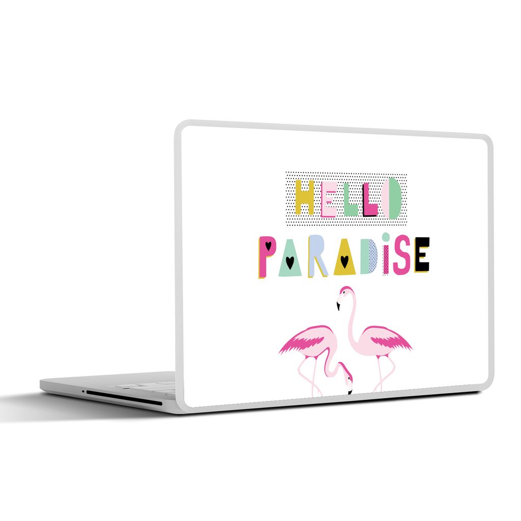 MuchoWow Laptop Aufkleber Sticker Cover Flamingo - Rosa - Weiß 30x21 cm - Sticker für Laptop - Selbstklebend