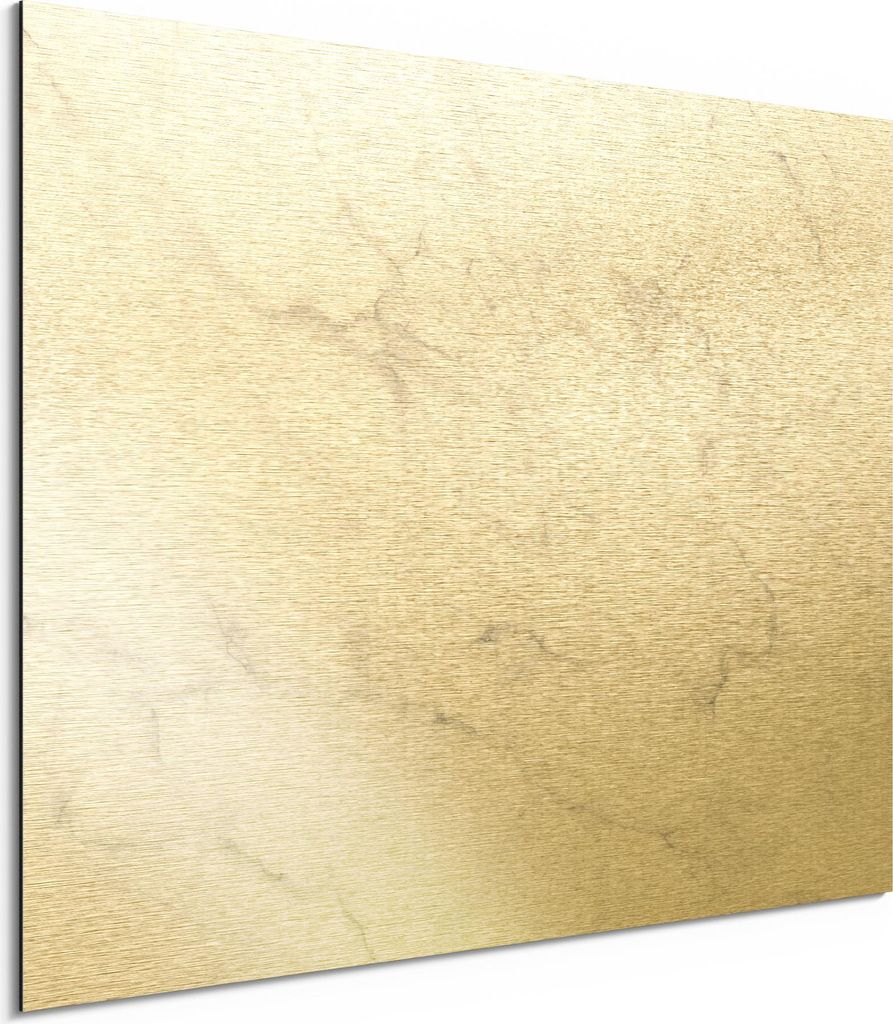 DEQORI Alu-Dibond Bild Gold 40x30 cm 'Marmorplatte im Detail' Wandbild Metall dünn Design